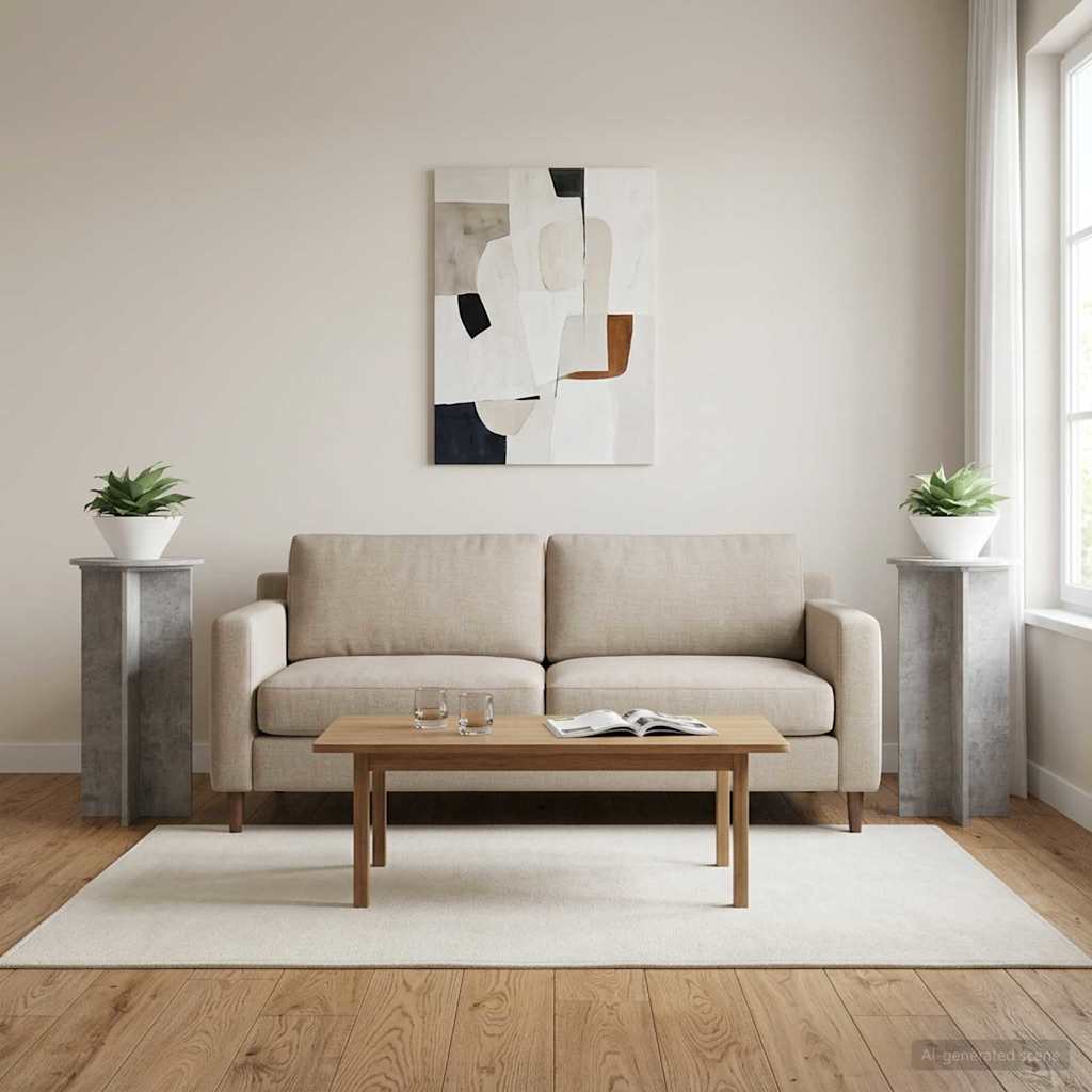 Planteholder 2 stk. Betongrå 40 x 40 x 80 cm Konstrueret træ