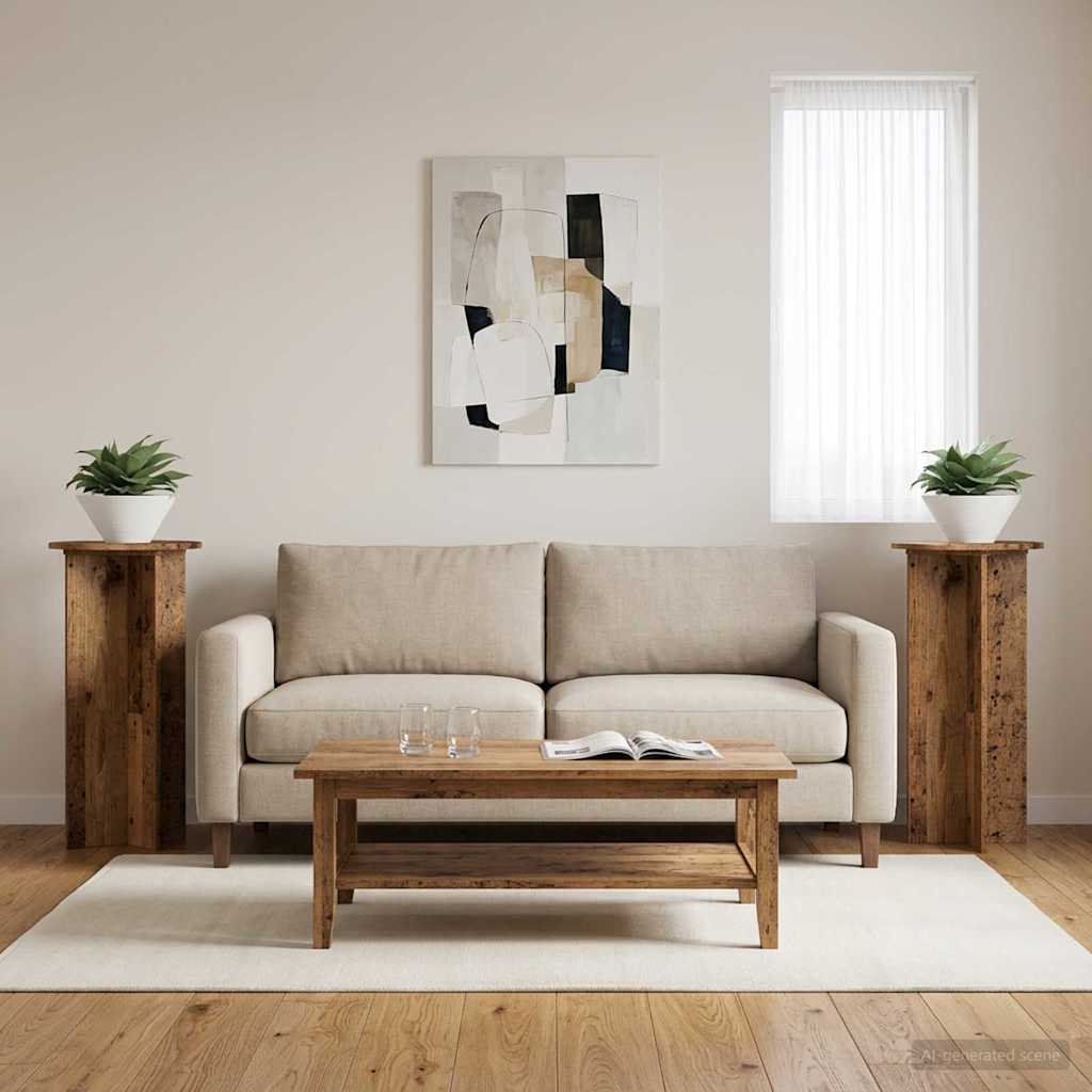 Planteholder 2 stk. Gammelt træ 40 x 40 x 80 cm Konstrueret træ