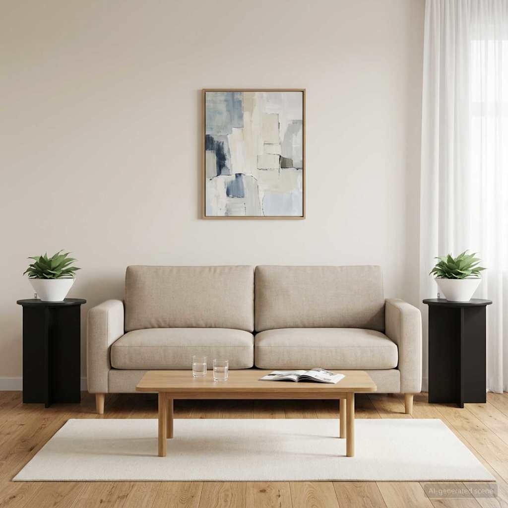 Planteholder 2 stk. Sort Ø40 x 60 cm Konstrueret træ