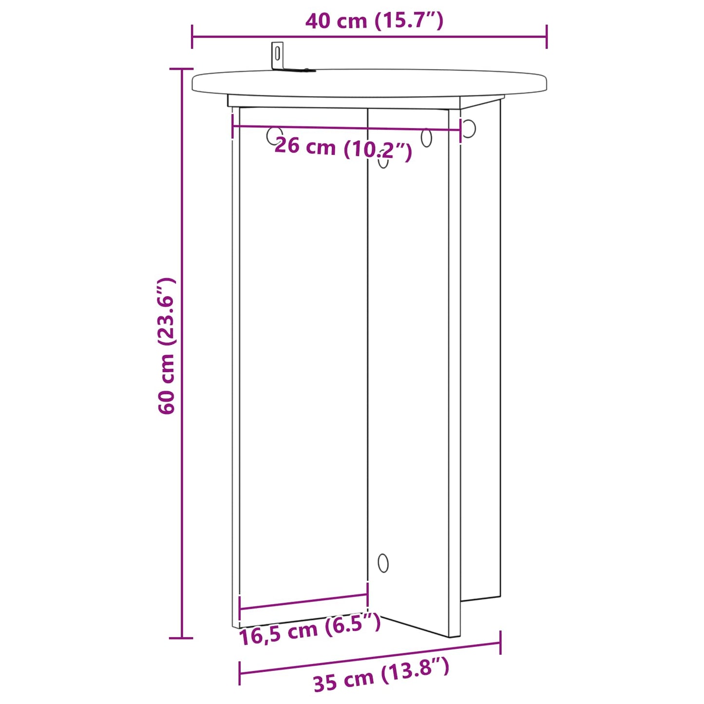 Planteholder 2 stk. Sort Ø40 x 60 cm Konstrueret træ