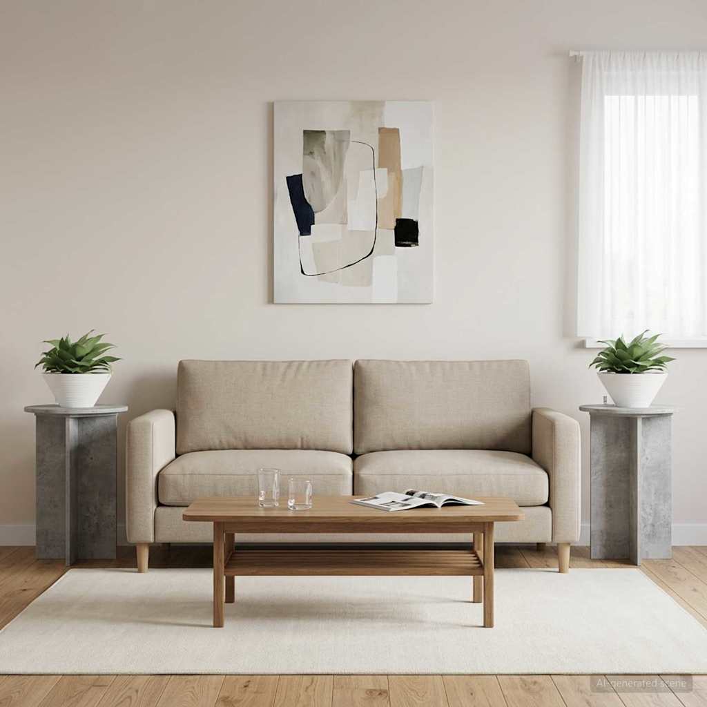 Planteholder 2 stk. Betongrå Ø40 x 60 cm Konstrueret træ