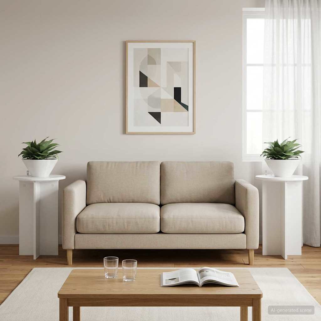 Planteholder 2 stk. Hvid højglans Ø40 x 60 cm Konstrueret træ