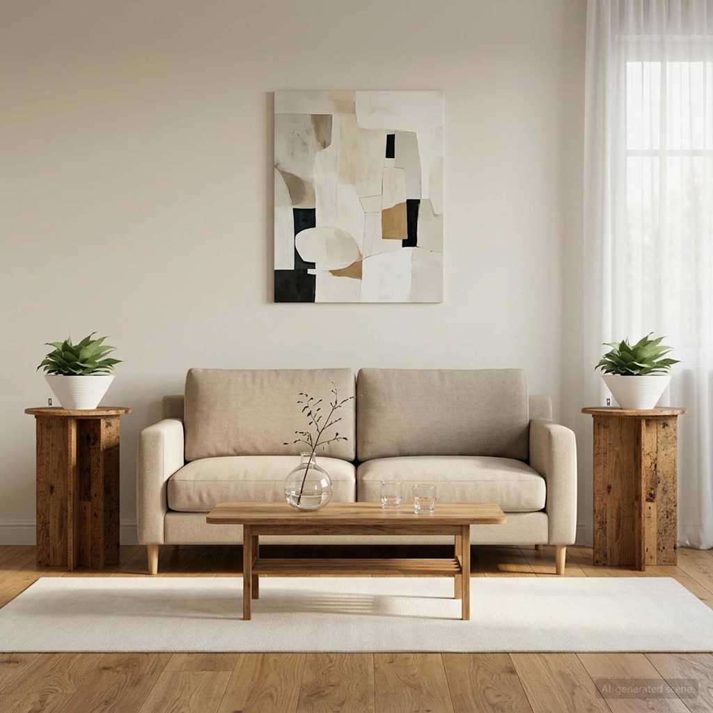 Planteholder 2 stk. Gammelt træ Ø40 x 60 cm Konstrueret træ