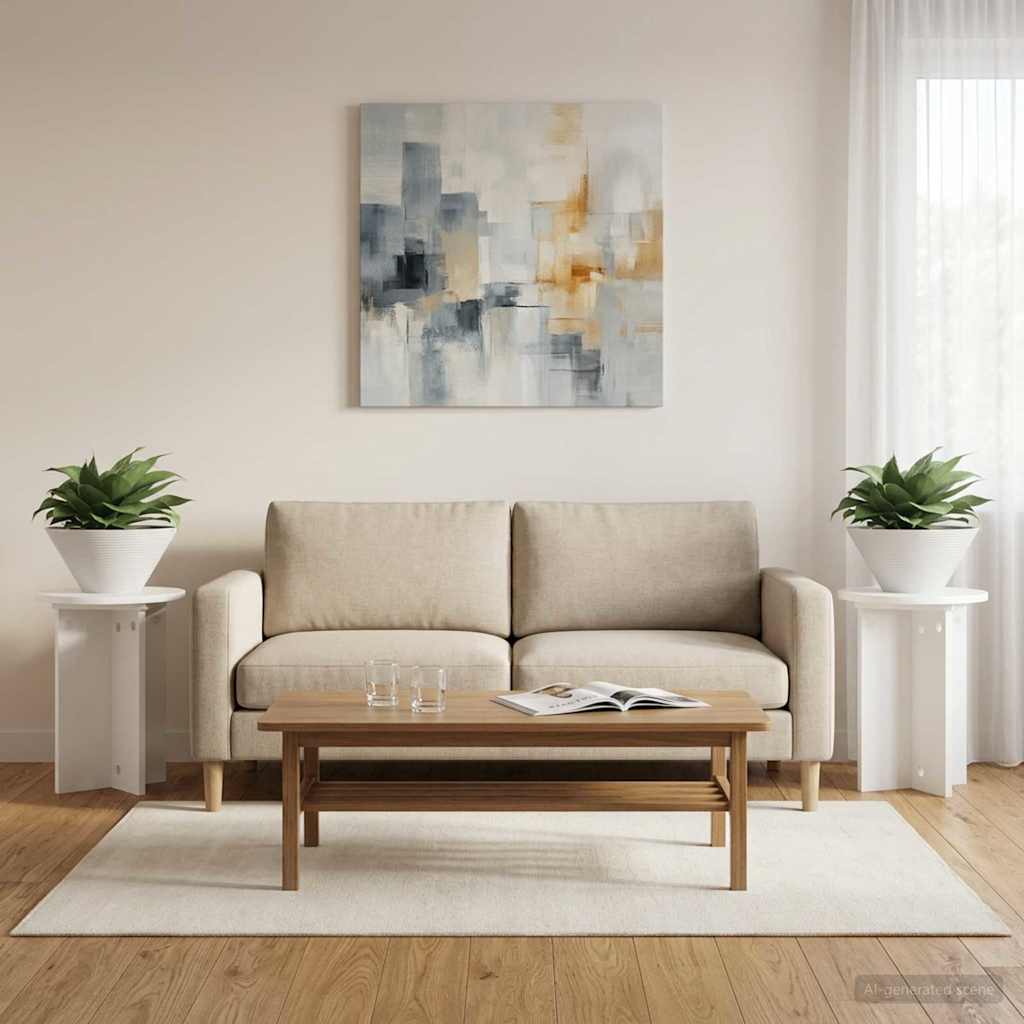 Planteholder 2 stk. Hvid Ø29,5 x 40 cm Konstrueret træ