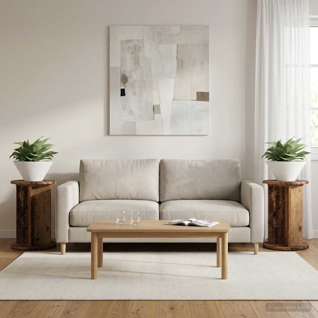 Planteholder 2 stk. Gammelt træ Ø29,5 x 40 cm Konstrueret træ