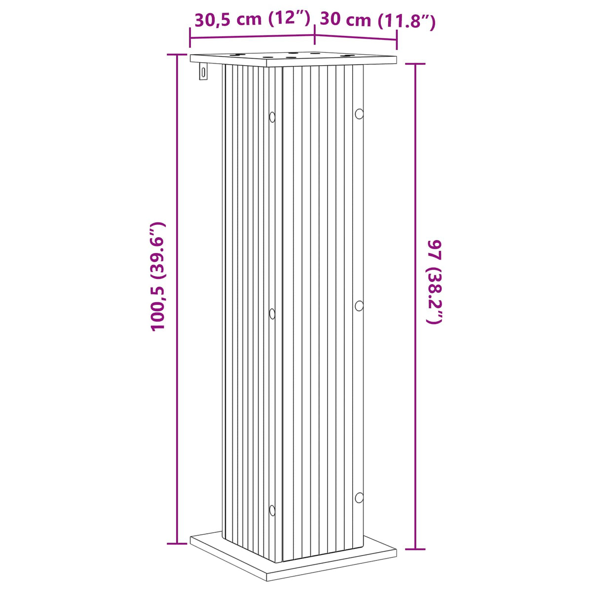 Planteholder Røget eg 30,5 x 30 x 100,5 cm Konstrueret træ