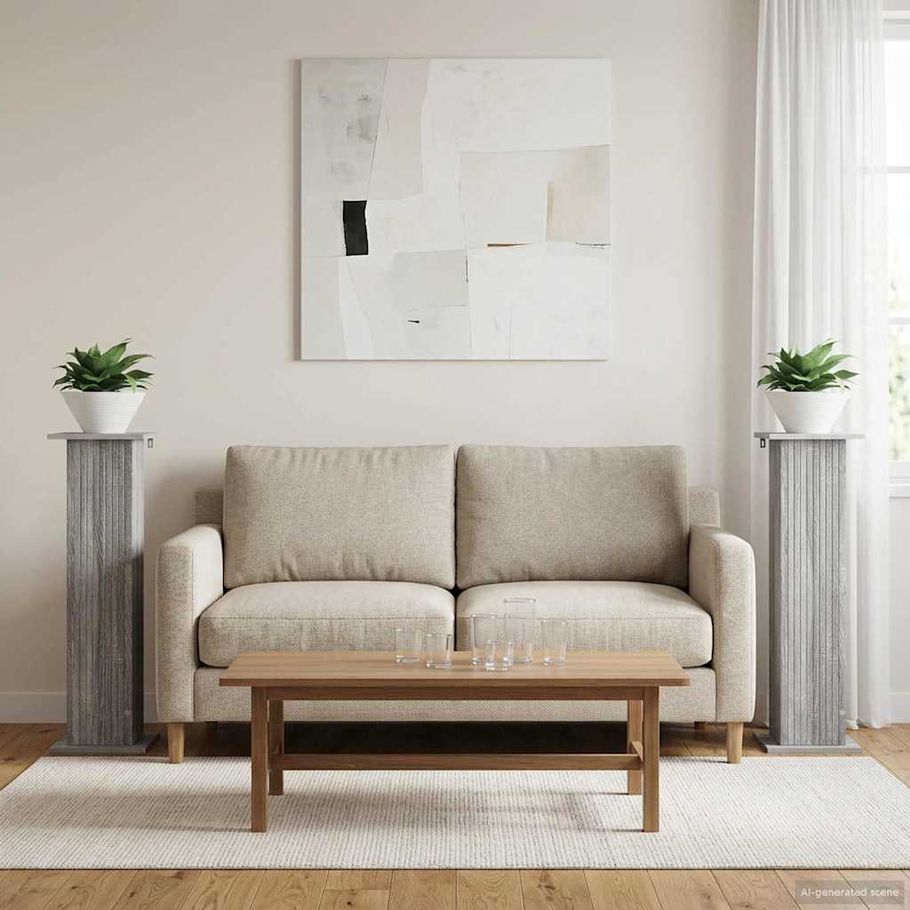 Planteholder 2 stk. Grå sonoma-eg 30,5 x 30 x 100,5 cm