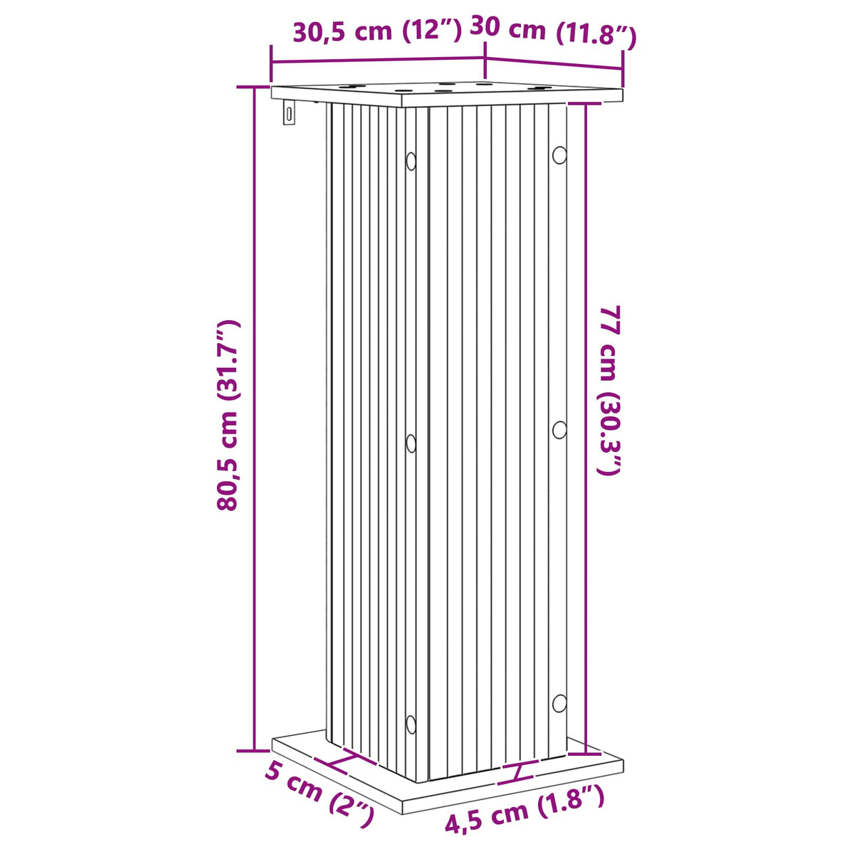 Planteholder 2 stk. Hvid 30,5 x 30 x 80,5 cm Konstrueret træ