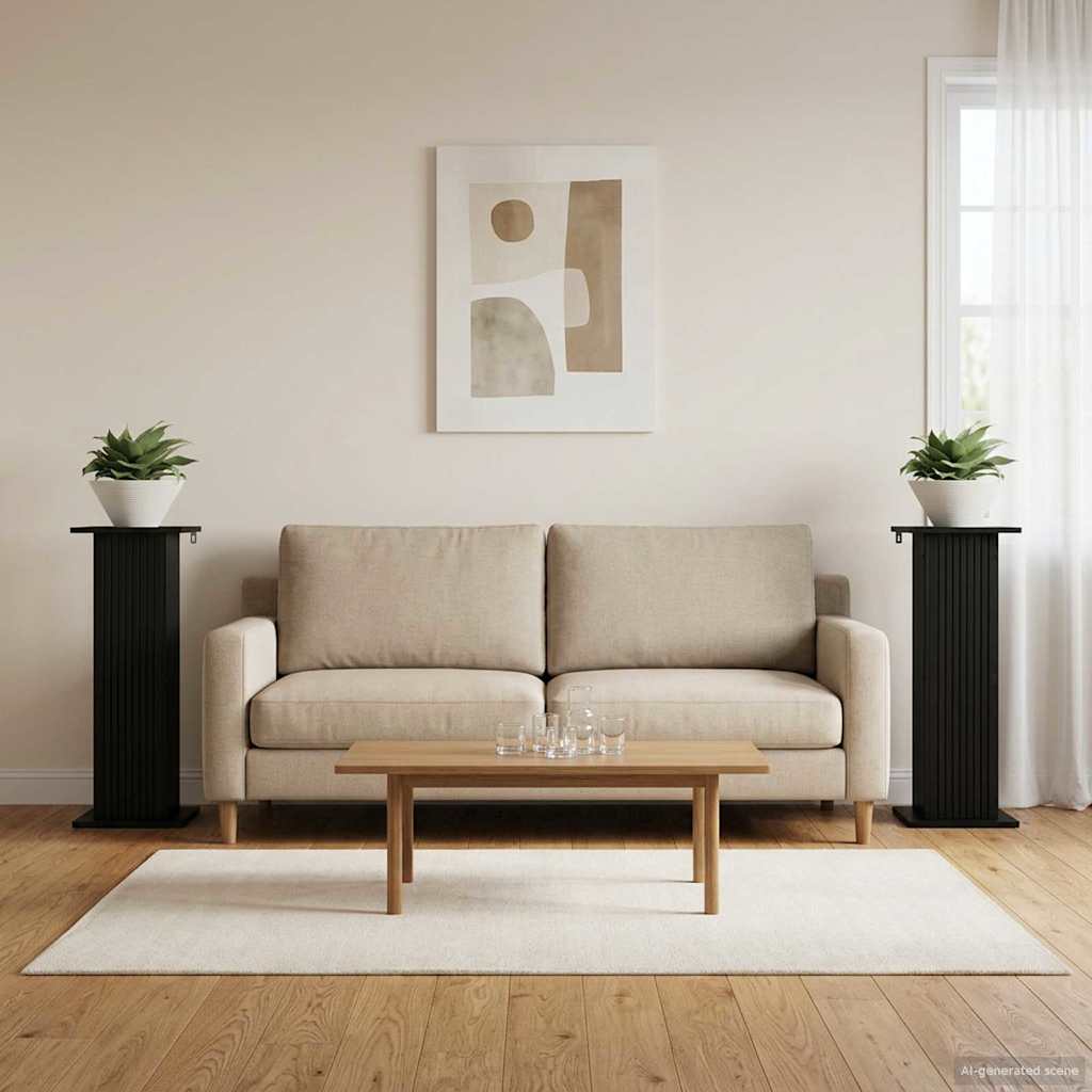 Planteholder 2 stk. Sort 30,5 x 30 x 80,5 cm Konstrueret træ