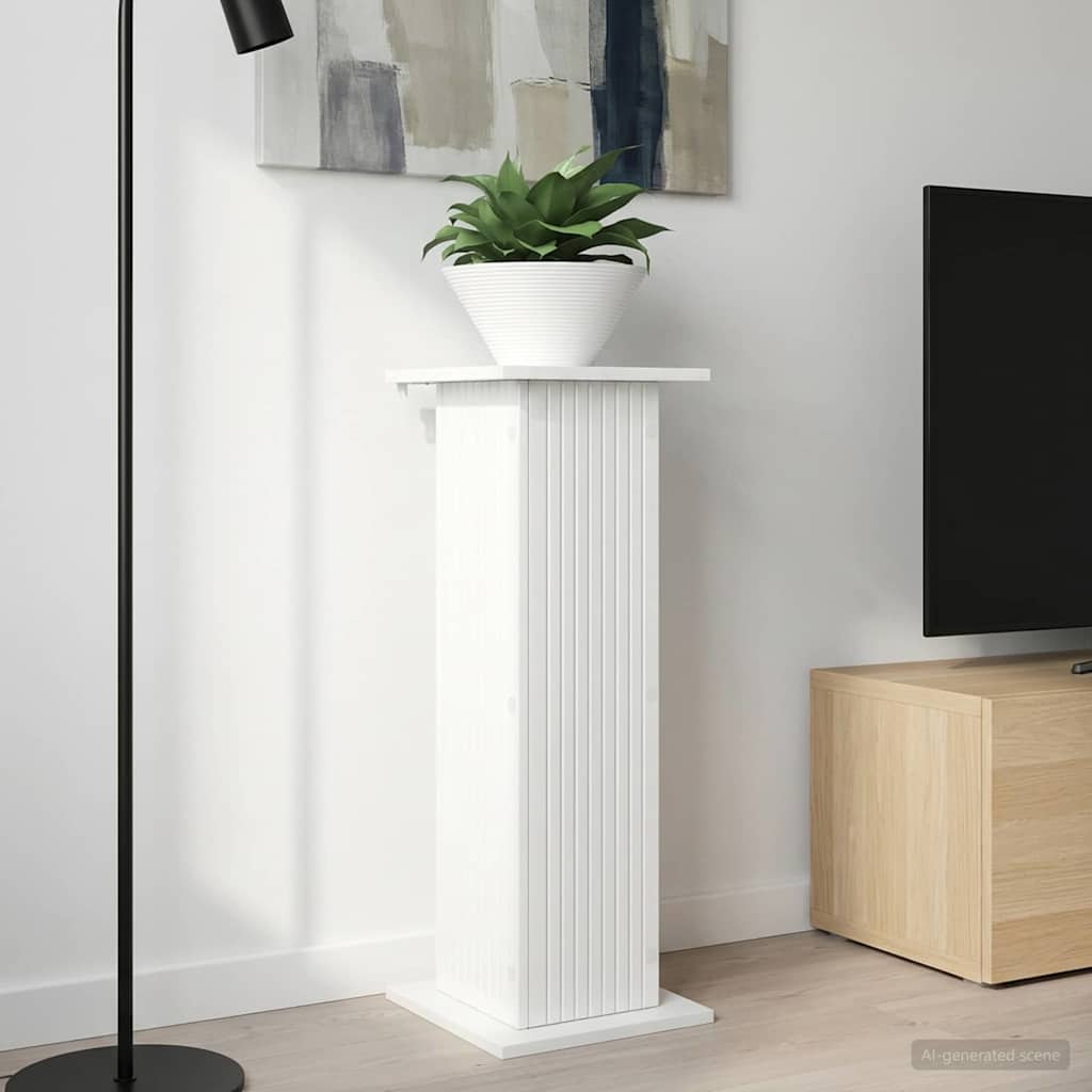 Planteholder Hvid højglans 30,5 x 30 x 80,5 cm Konstrueret træ