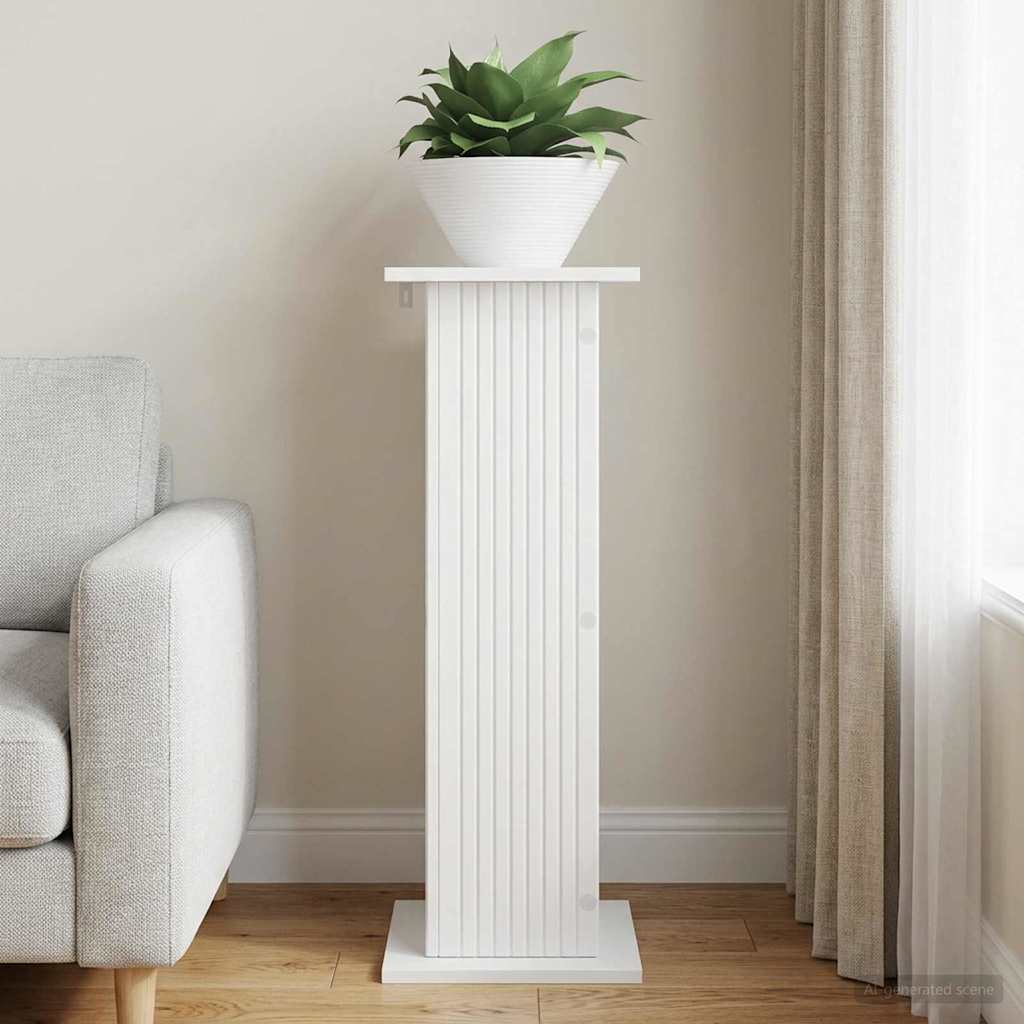 Planteholder Hvid højglans 30,5 x 30 x 80,5 cm Konstrueret træ