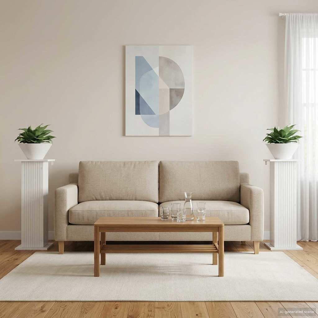 Planteholder 2 stk. Hvid højglans 30,5 x 30 x 80,5 cm