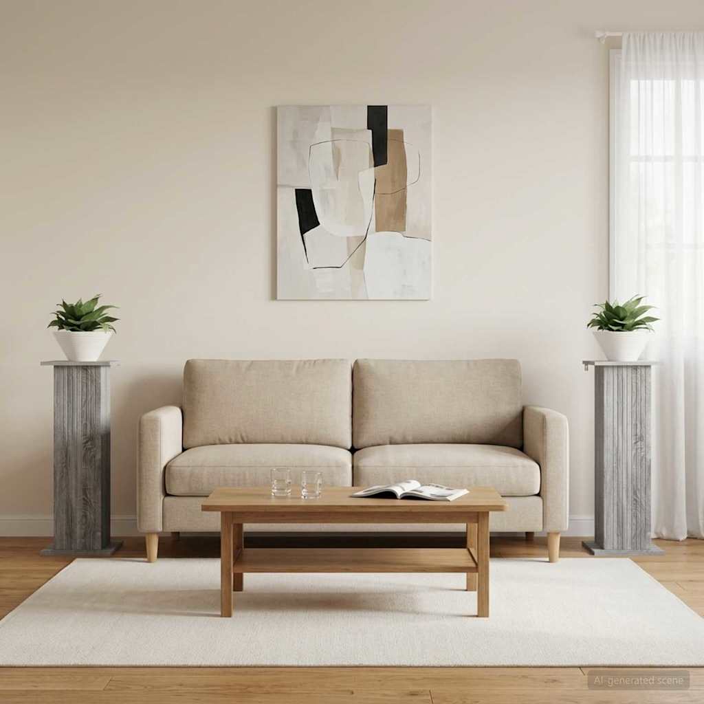 Planteholder 2 stk. Grå sonoma-eg 30,5 x 30 x 80,5 cm