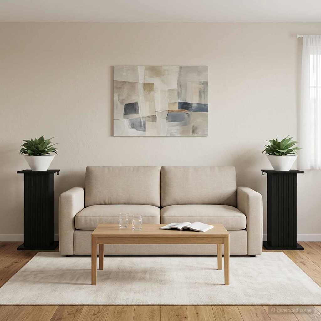 Planteholder 2 stk. Sort 30,5 x 30 x 60,5 cm Konstrueret træ