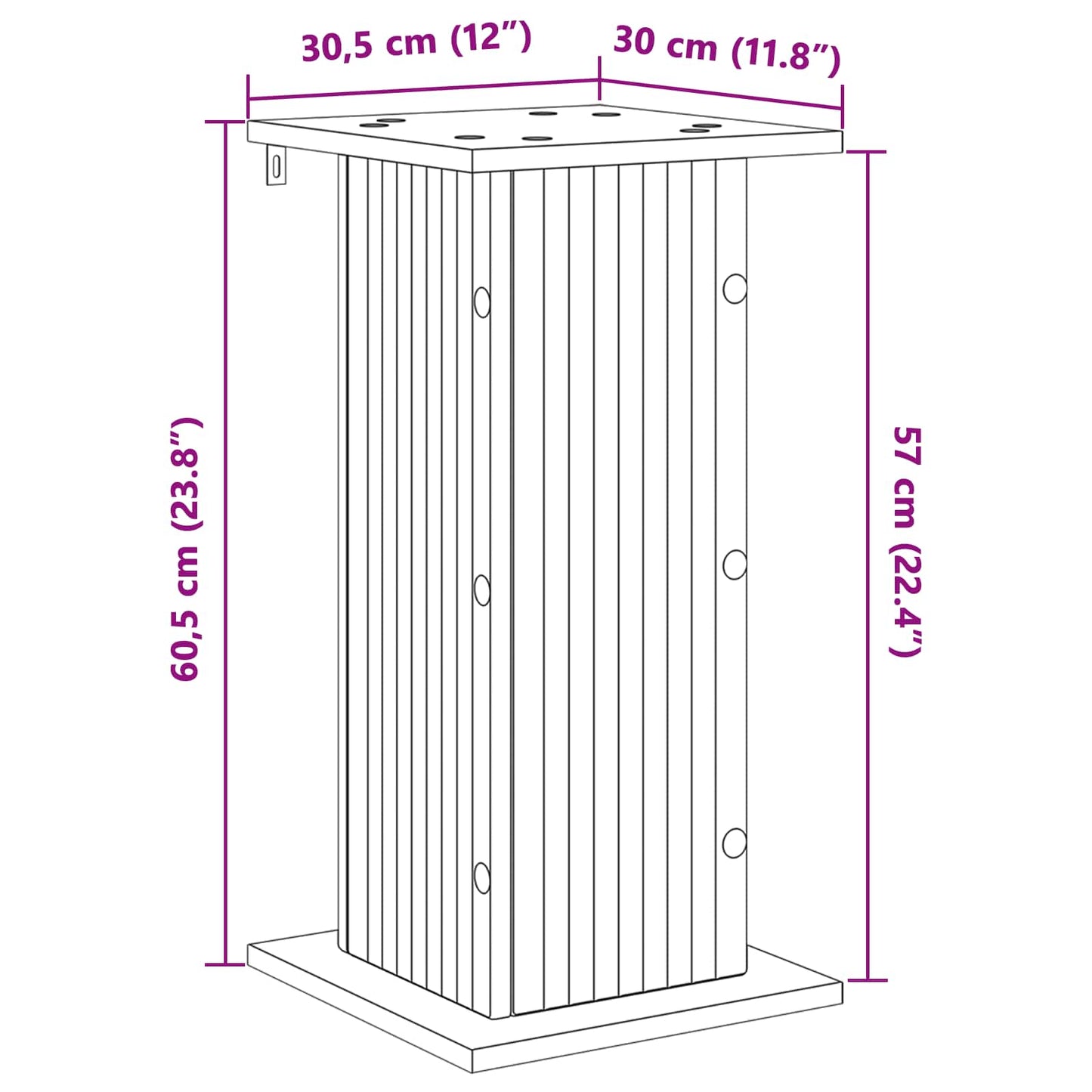 Planteholder Hvid højglans 30,5 x 30 x 60,5 cm Konstrueret træ
