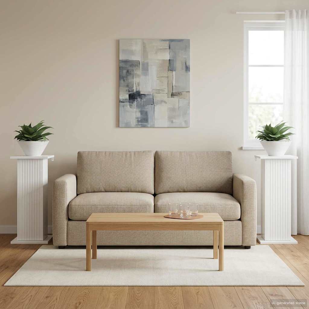 Planteholder 2 stk. Hvid højglans 30,5 x 30 x 60,5 cm
