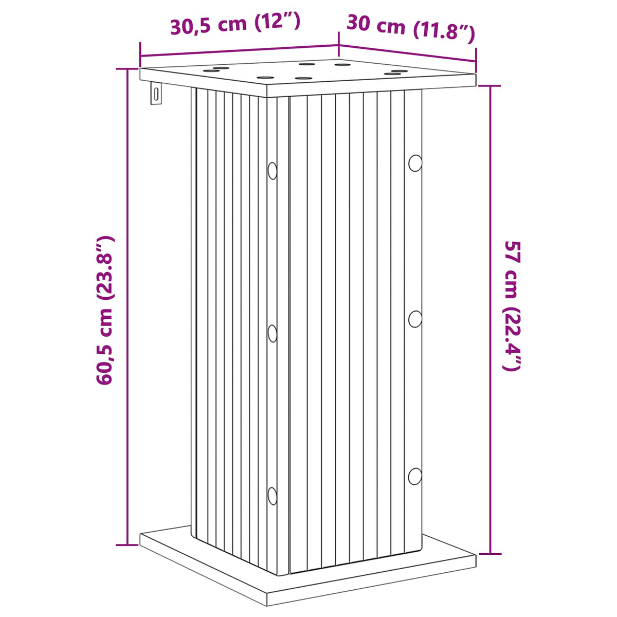 Planteholder Grå sonoma-eg 30,5 x 30 x 60,5 cm Konstrueret træ