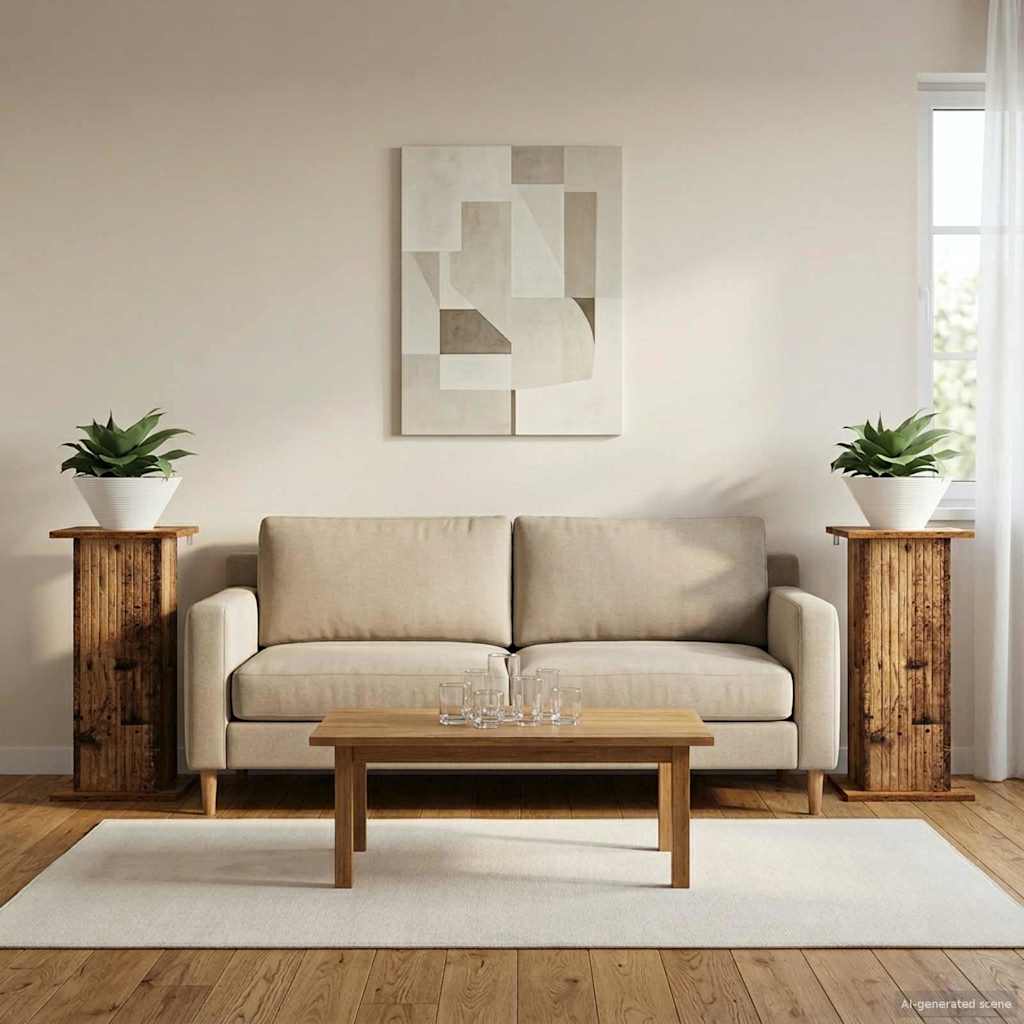 Planteholder 2 stk. Gammelt træ 30,5 x 30 x 60,5 cm