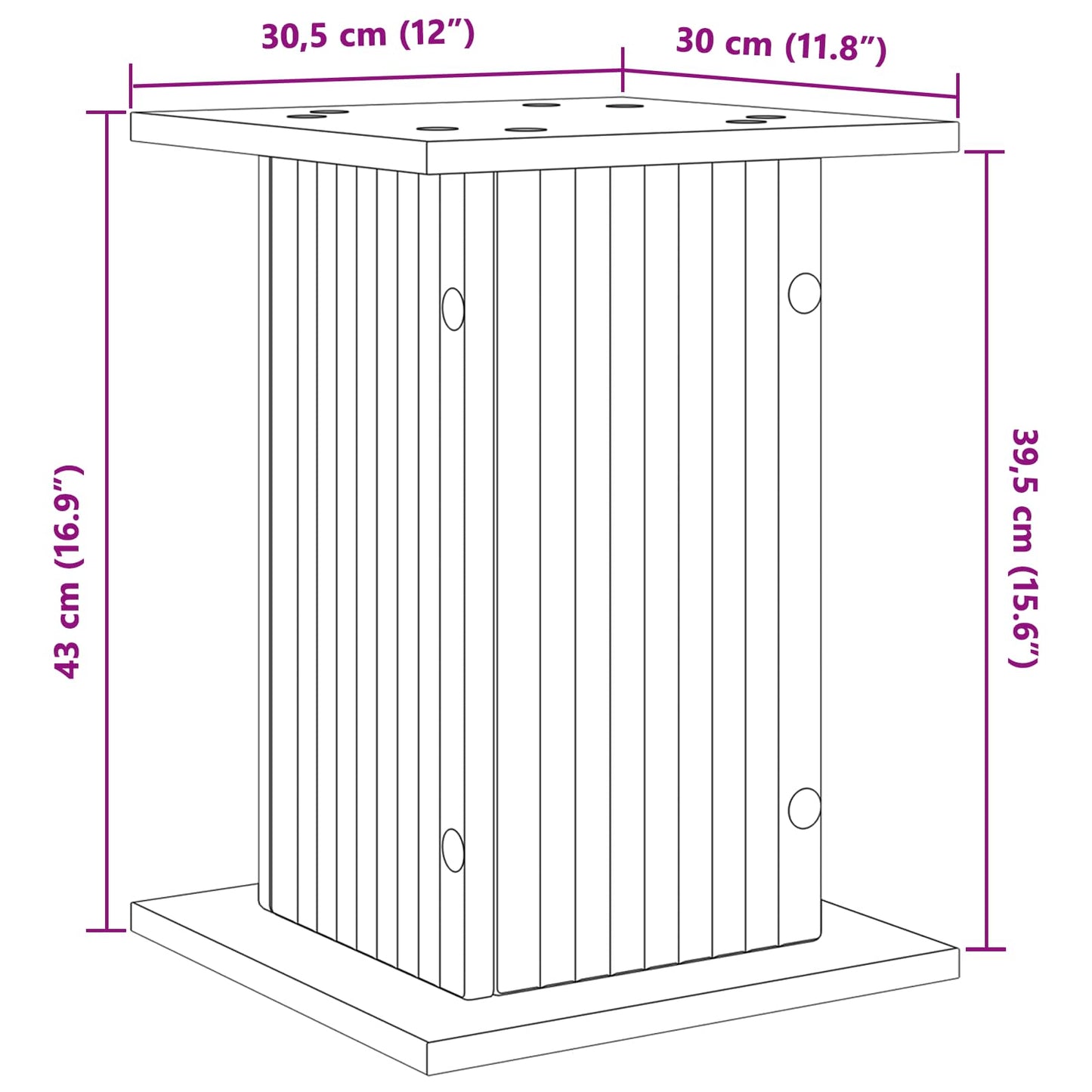 Planteholder Sort 30,5 x 30 x 43 cm Konstrueret træ