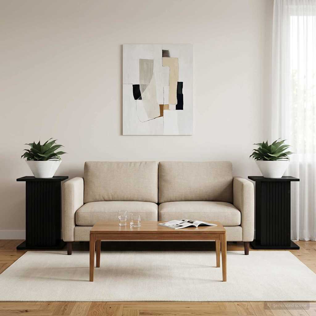 Planteholder 2 stk. Sort 30,5 x 30 x 43 cm Konstrueret træ