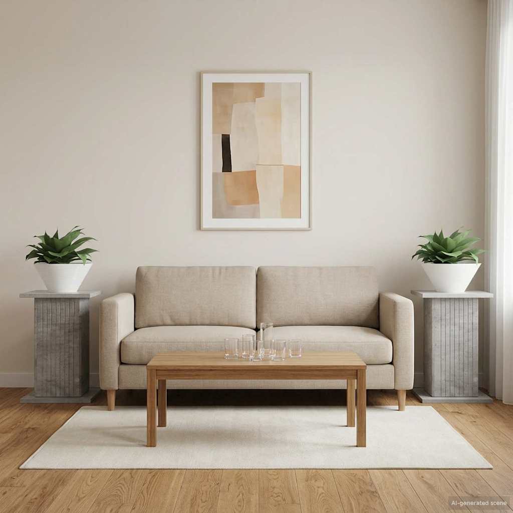 Planteholder 2 stk. Betongrå 30,5 x 30 x 43 cm Konstrueret træ