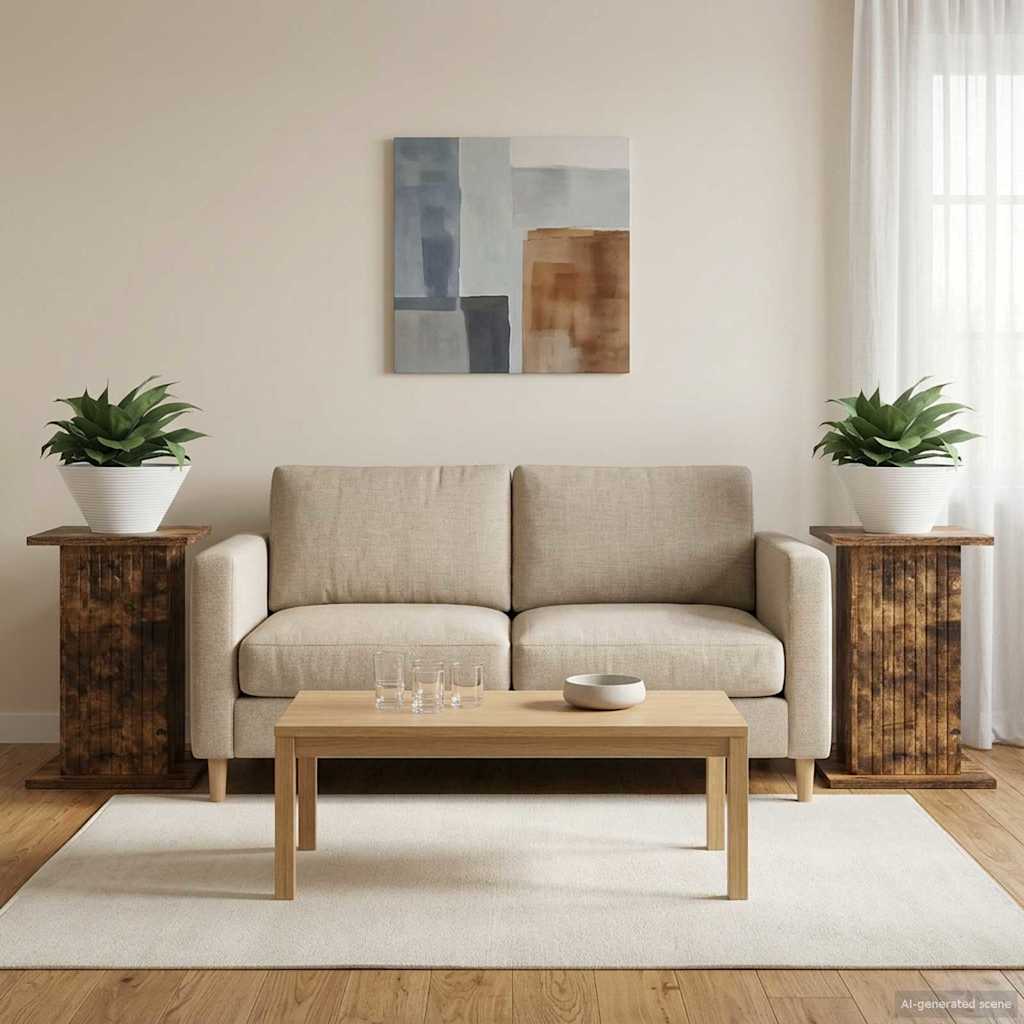 Planteholder 2 stk. Røget eg 30,5 x 30 x 43 cm Konstrueret træ