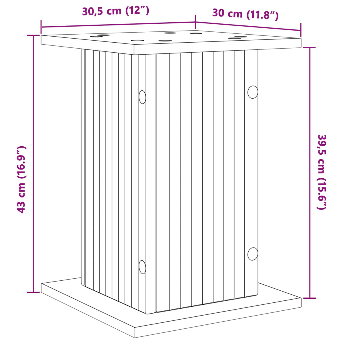 Planteholder Artisan-eg 30,5 x 30 x 43 cm Konstrueret træ