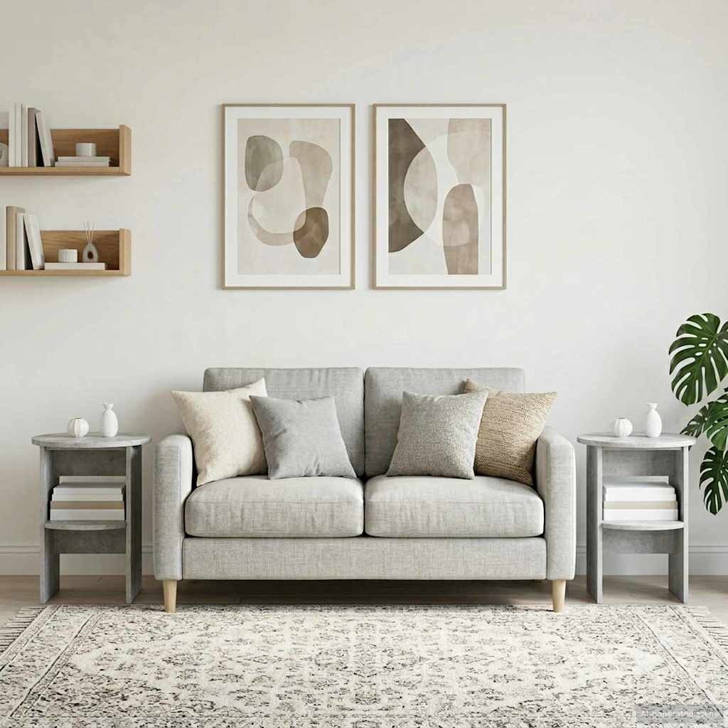 Sideskab 2 stk. BetonGrå Ø40 x 50 cm Konstrueret træ