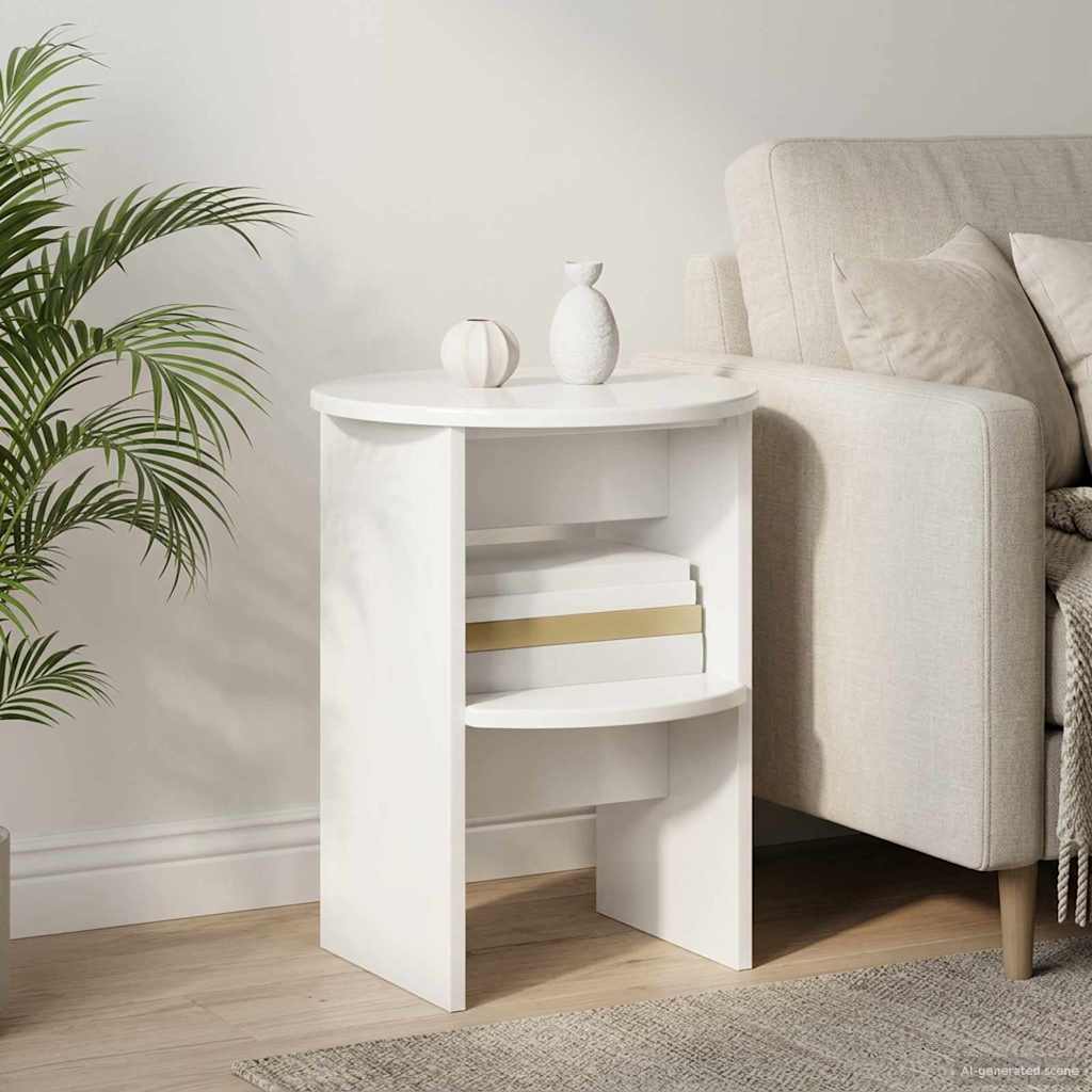 Sideskab 2 stk. Højglans Hvid Ø40 x 50 cm Konstrueret træ