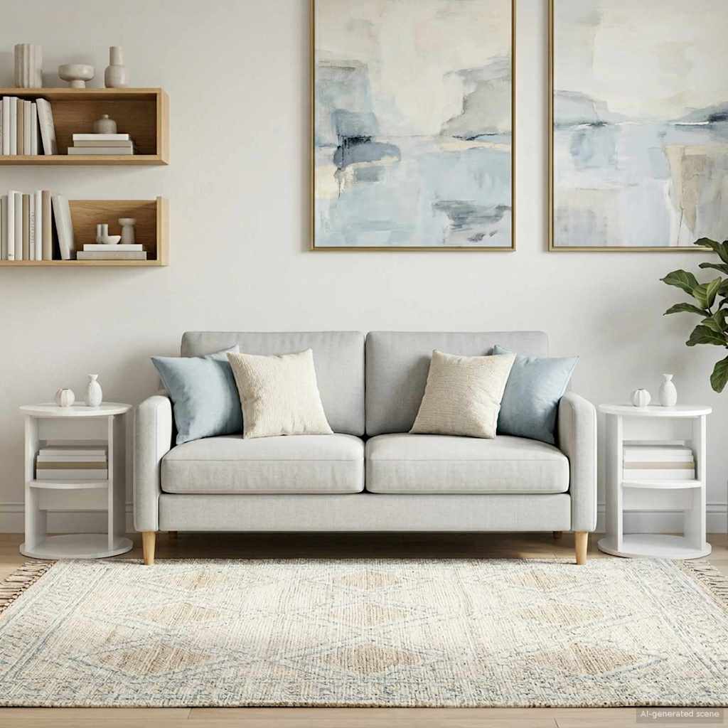 Sideskab 2 stk. Højglans Hvid Ø40 x 50 cm Konstrueret træ