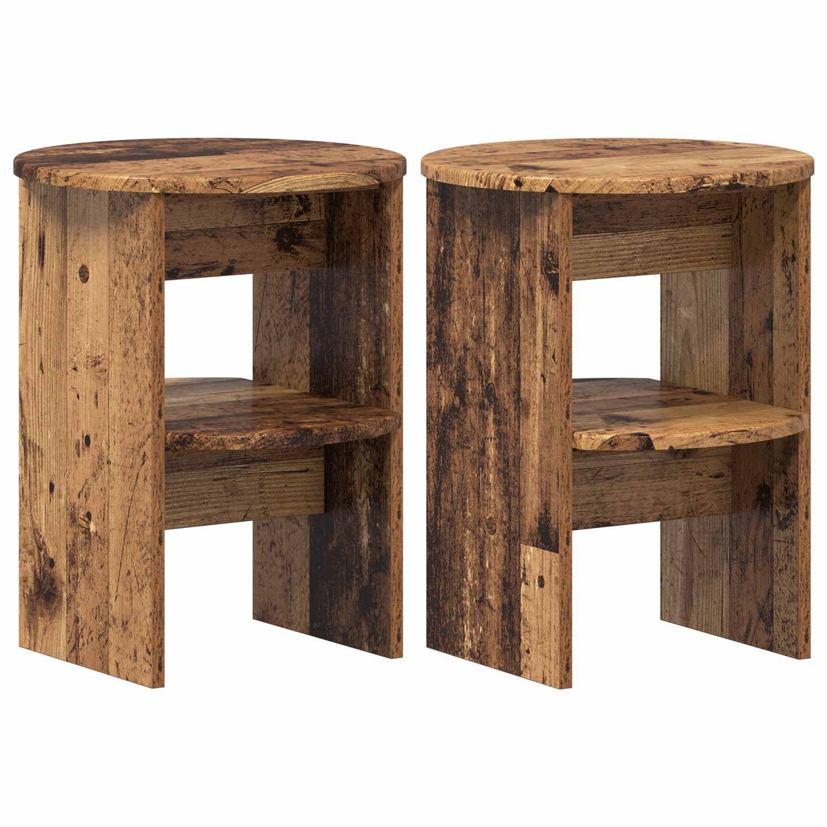 Sideskab 2 stk. Gammelt træ Ø40 x 50 cm Konstrueret træ