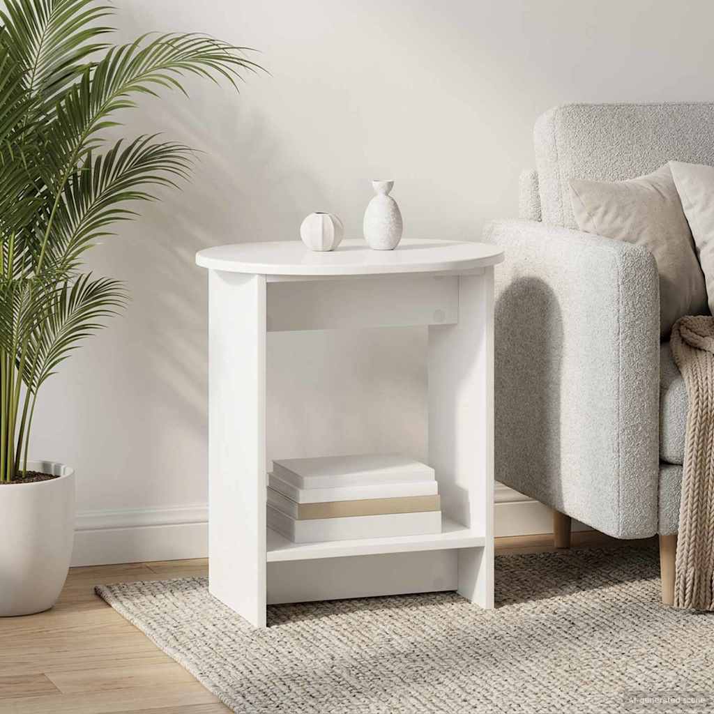 Sidebord Hvid højglans 50 x 39,5 x 55 cm Konstrueret træ