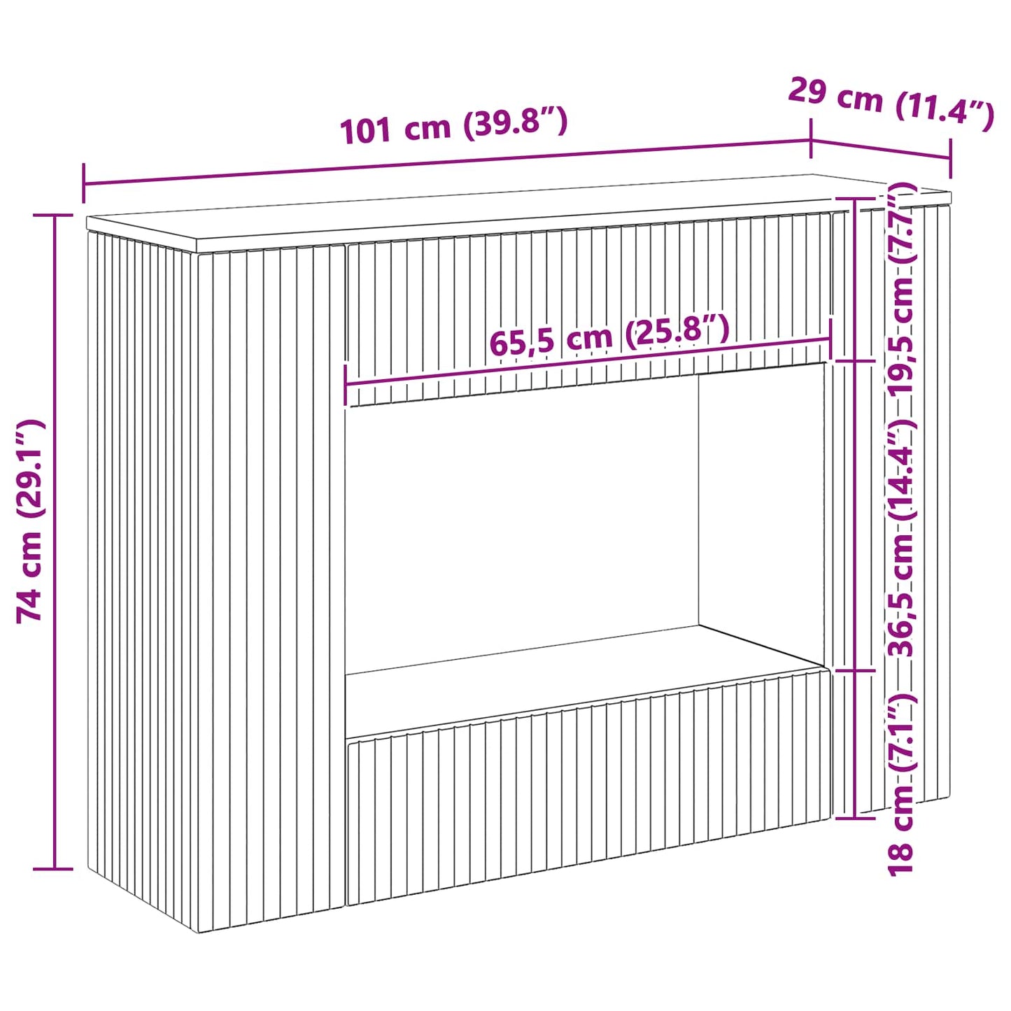 Konsolbord Højglans Hvid 101 x 29 x 74 cm Konstrueret træ