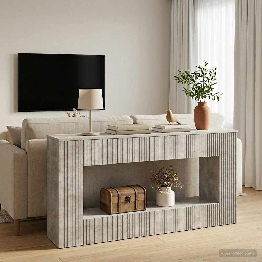 Konsolbord BetonGrå 155 x 29 x 74 cm Konstrueret træ