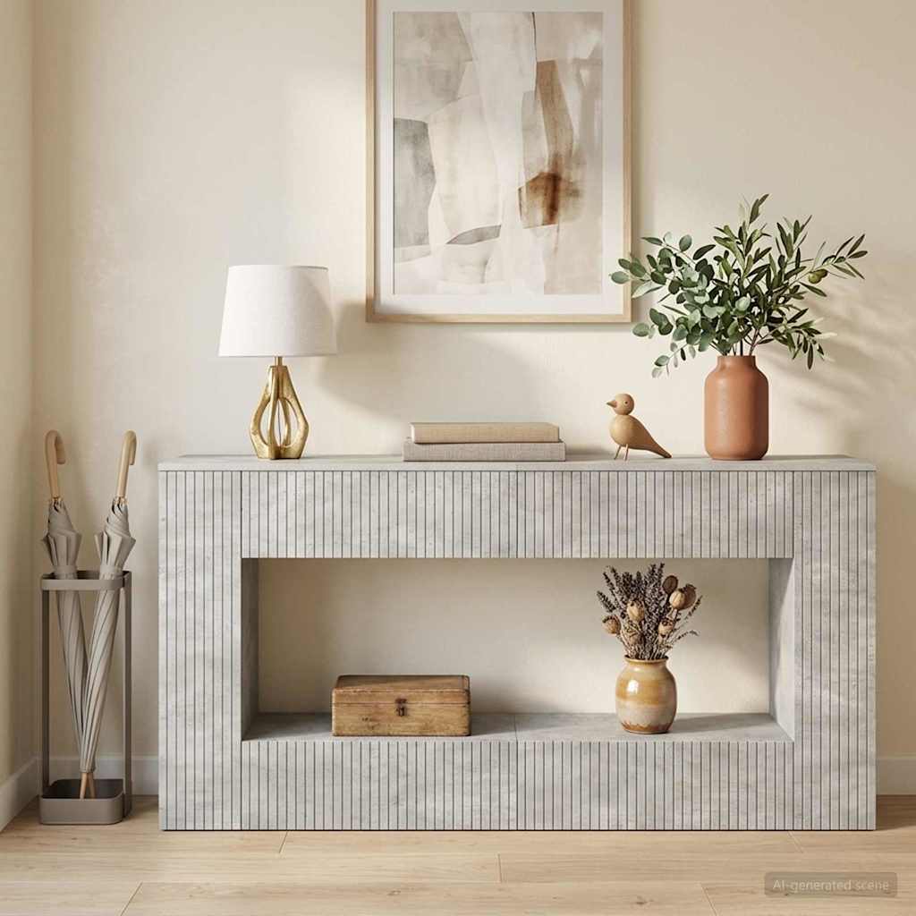 Konsolbord BetonGrå 155 x 29 x 74 cm Konstrueret træ
