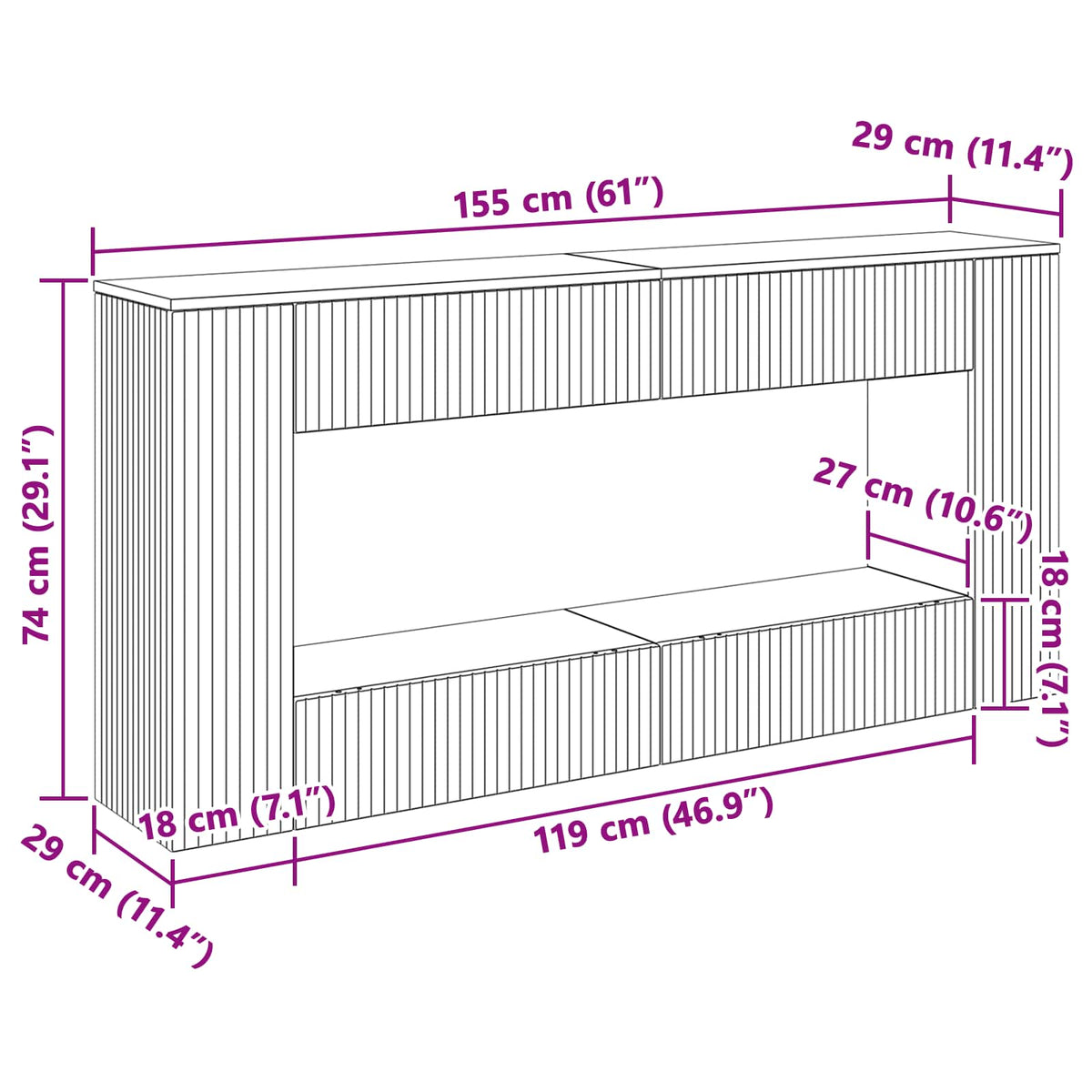 Konsolbord Artisan Eg 155 x 29 x 74 cm Konstrueret træ