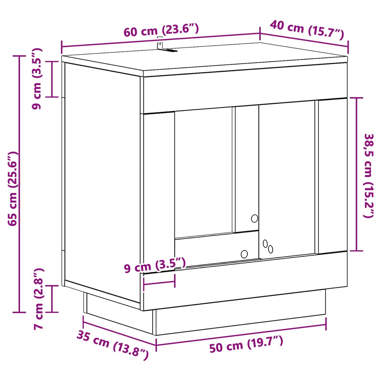Sidebord Grå sonoma-eg 60 x 40 x 65 cm Konstrueret træ