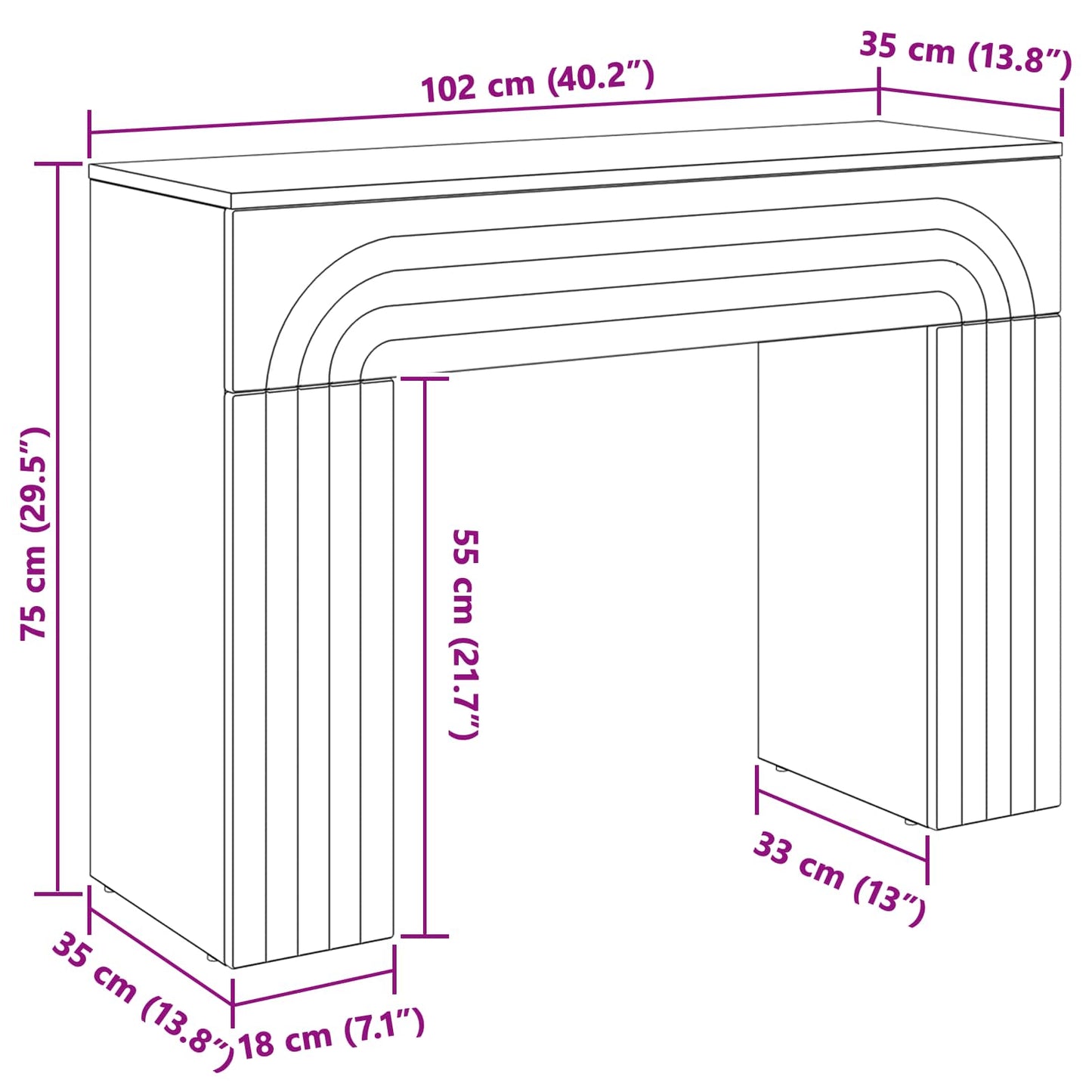 Sofabord Sort 102 x 35 x 75 cm Konstrueret træ
