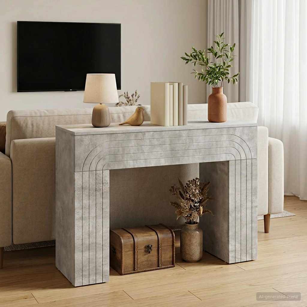 Sofabord Betongrå 102 x 35 x 75 cm Konstrueret træ