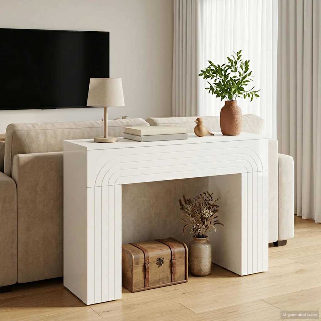 Sofabord Hvid højglans 102 x 35 x 75 cm Konstrueret træ