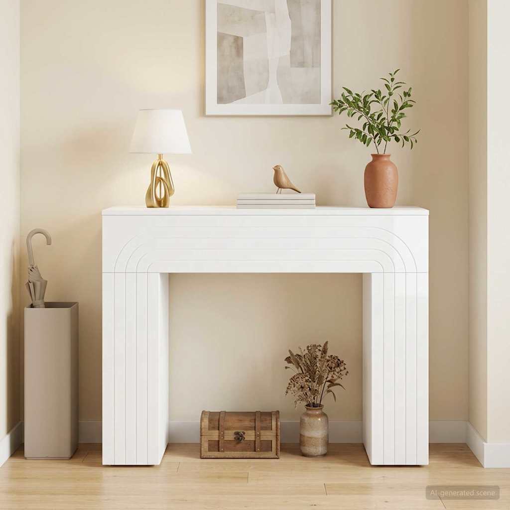 Sofabord Hvid højglans 102 x 35 x 75 cm Konstrueret træ