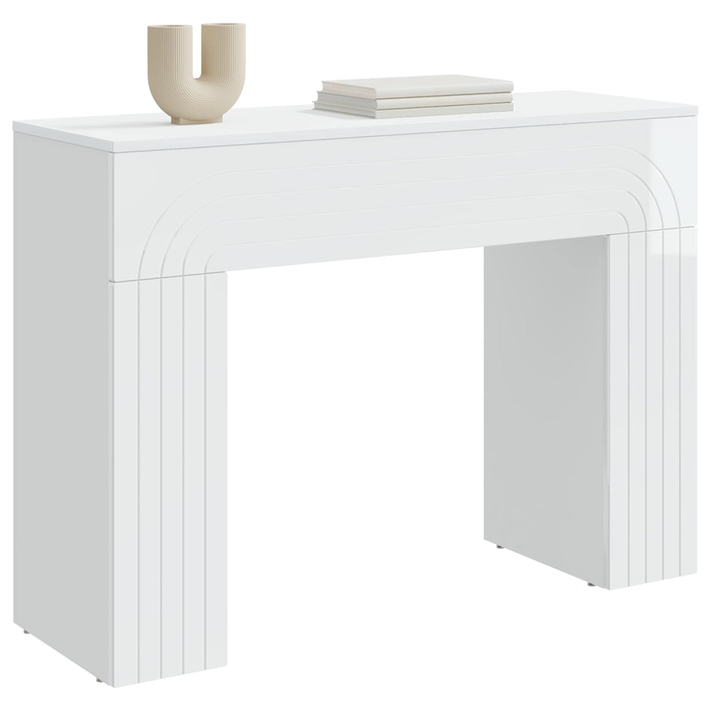 Sofabord Hvid højglans 102 x 35 x 75 cm Konstrueret træ