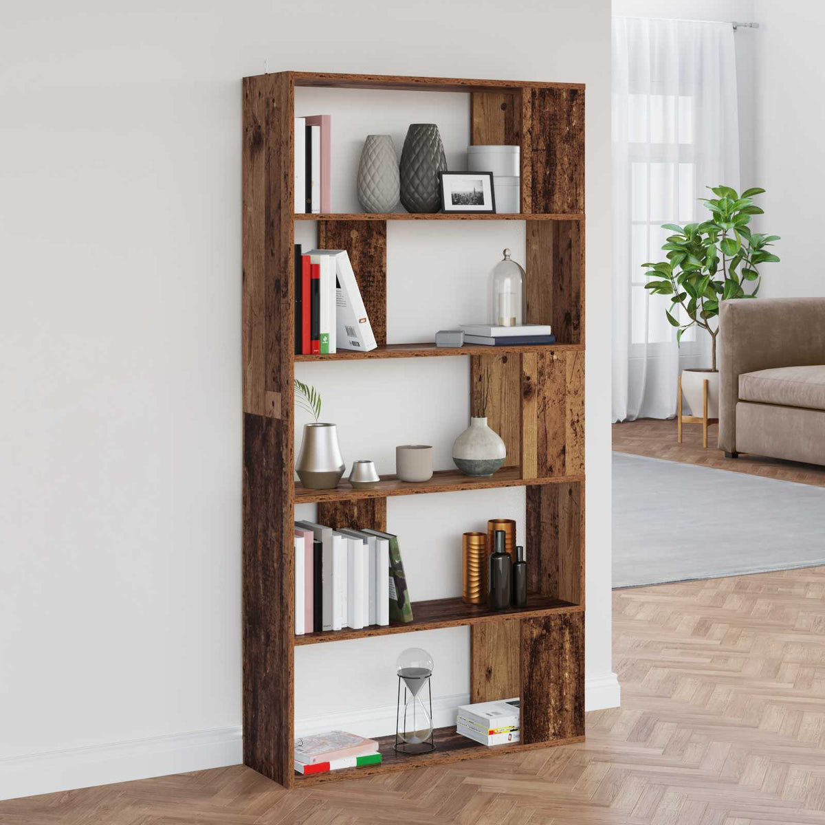 Bogskab 80 x 24 x 159 cm Konstrueret træ Gammelt træ