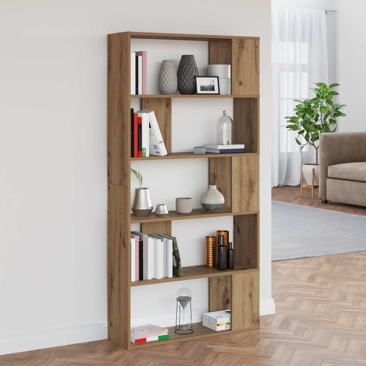 Bogskab 80 x 24 x 159 cm Konstrueret træ Artisan Egetræ