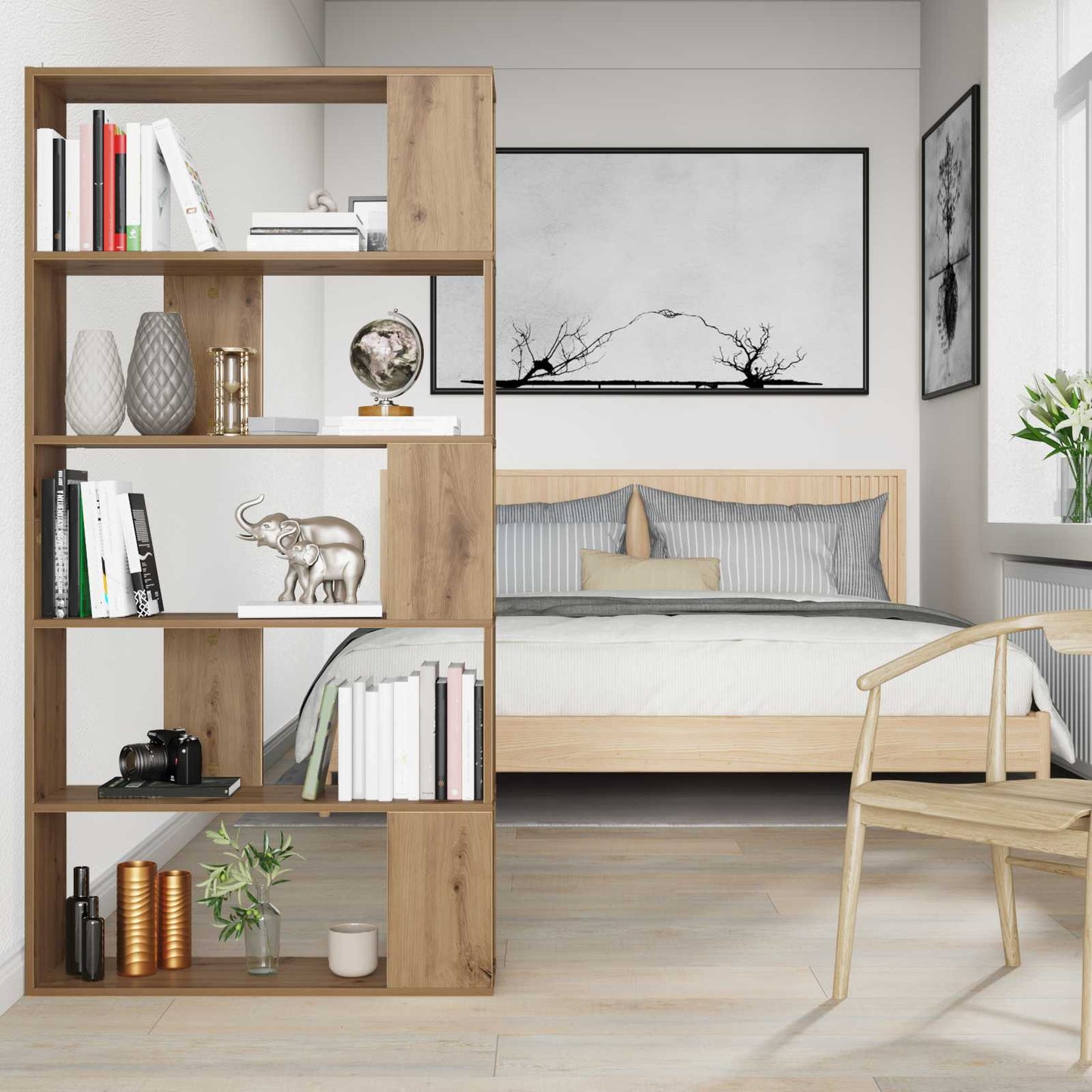 Bogskab 80 x 24 x 159 cm Konstrueret træ Artisan Egetræ