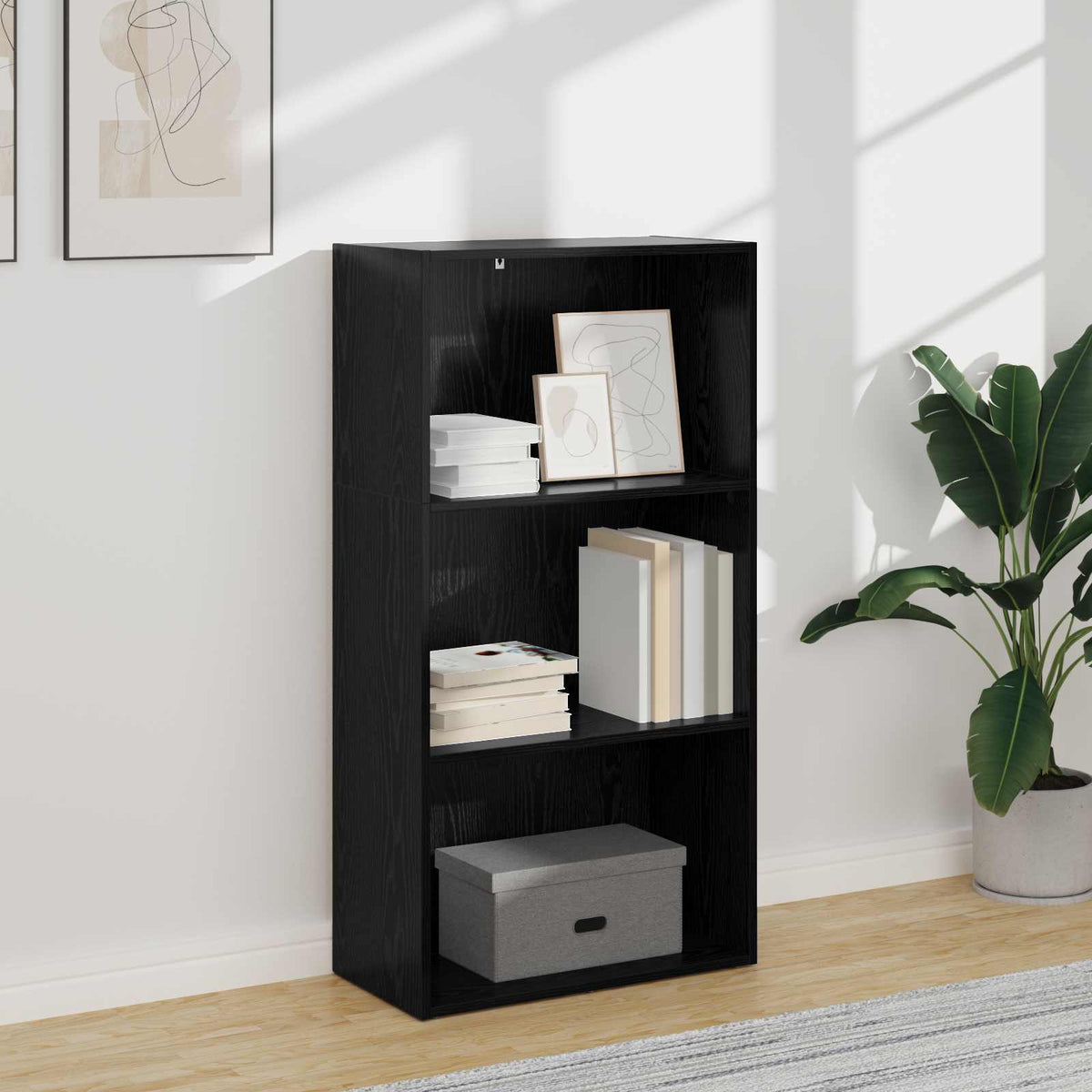 Bogreol 60 x 30 x 114 cm Konstrueret træ Sort eg