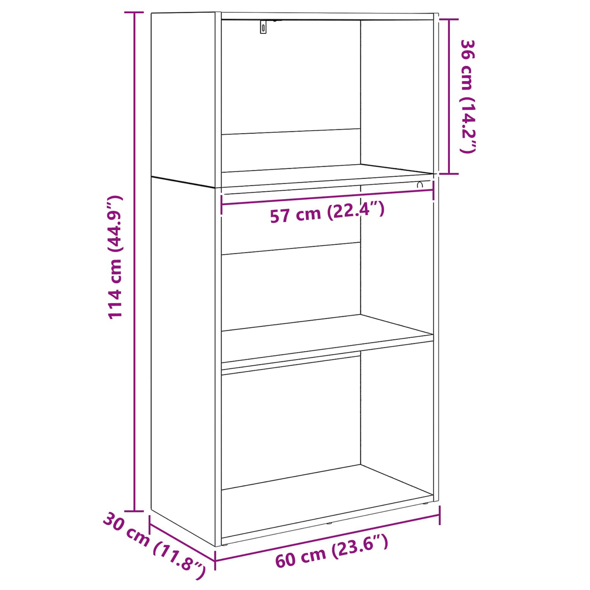Bogreol 60 x 30 x 114 cm Konstrueret træ Sort eg