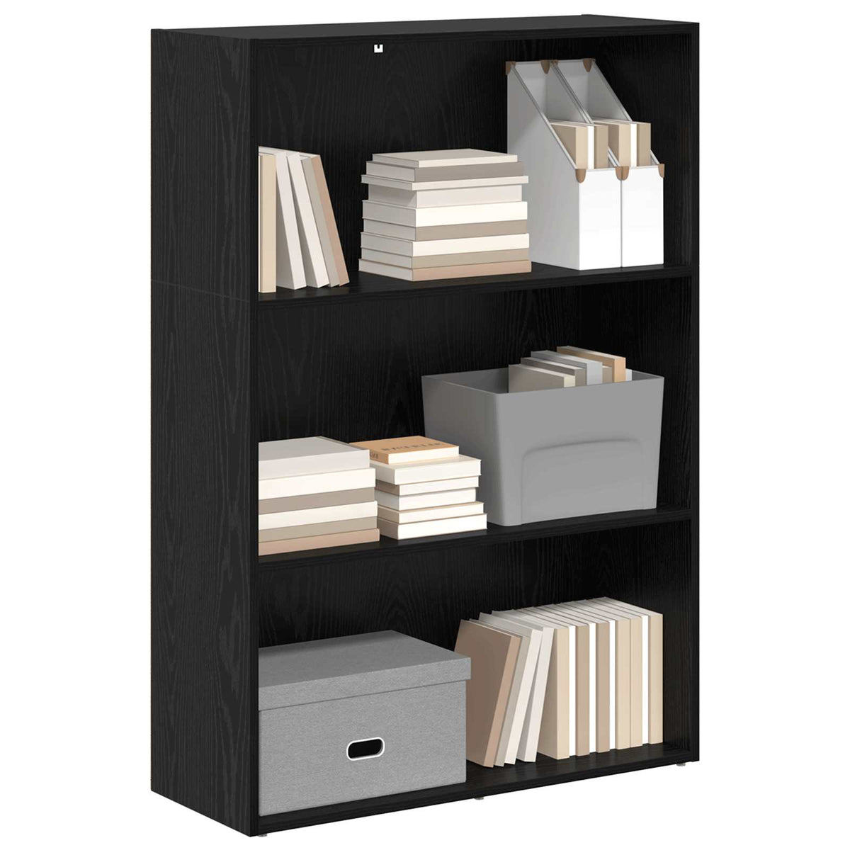 Bogreol 80 x 30 x 114 cm Konstrueret træ Sort eg