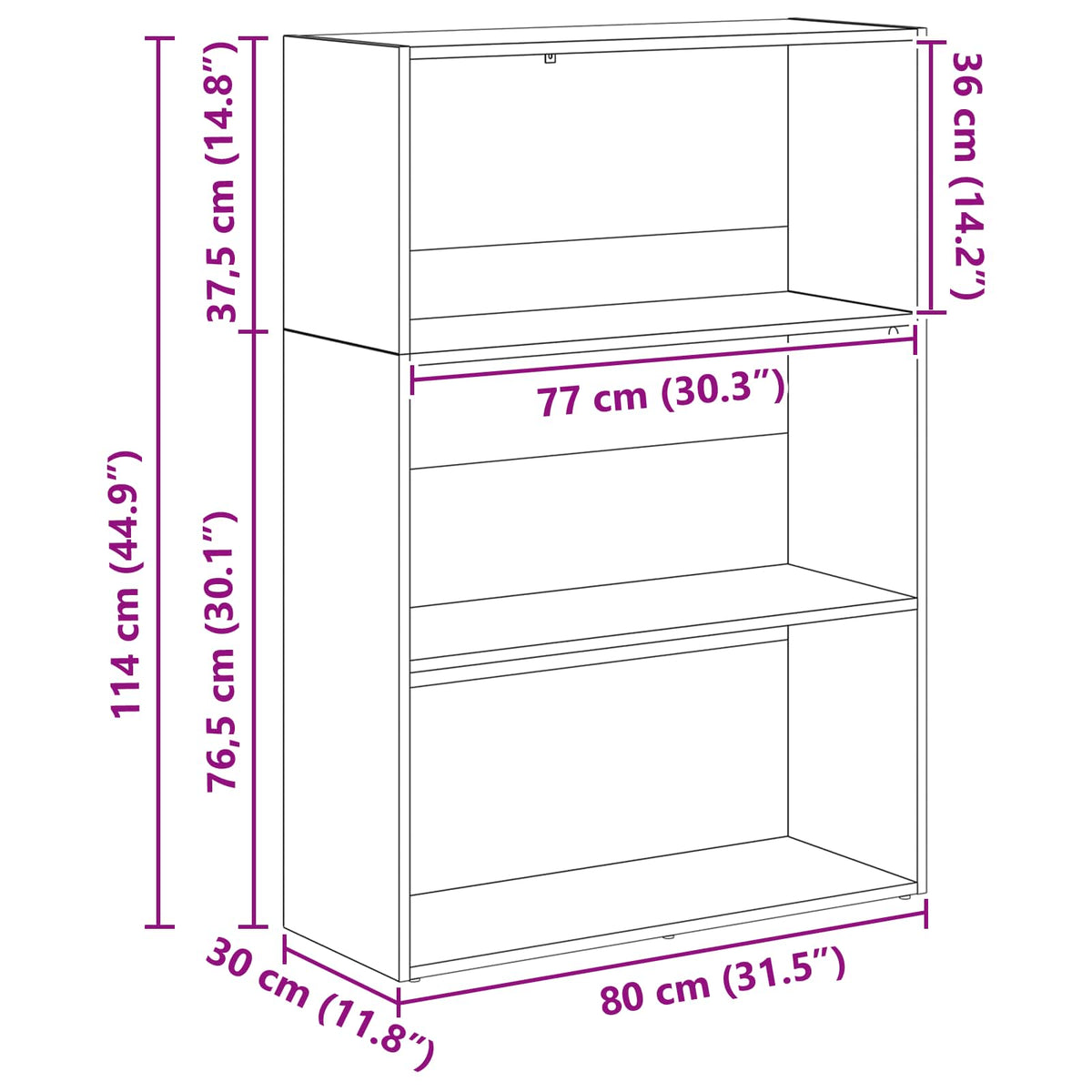 Bogreol 80 x 30 x 114 cm Konstrueret træ Sort eg