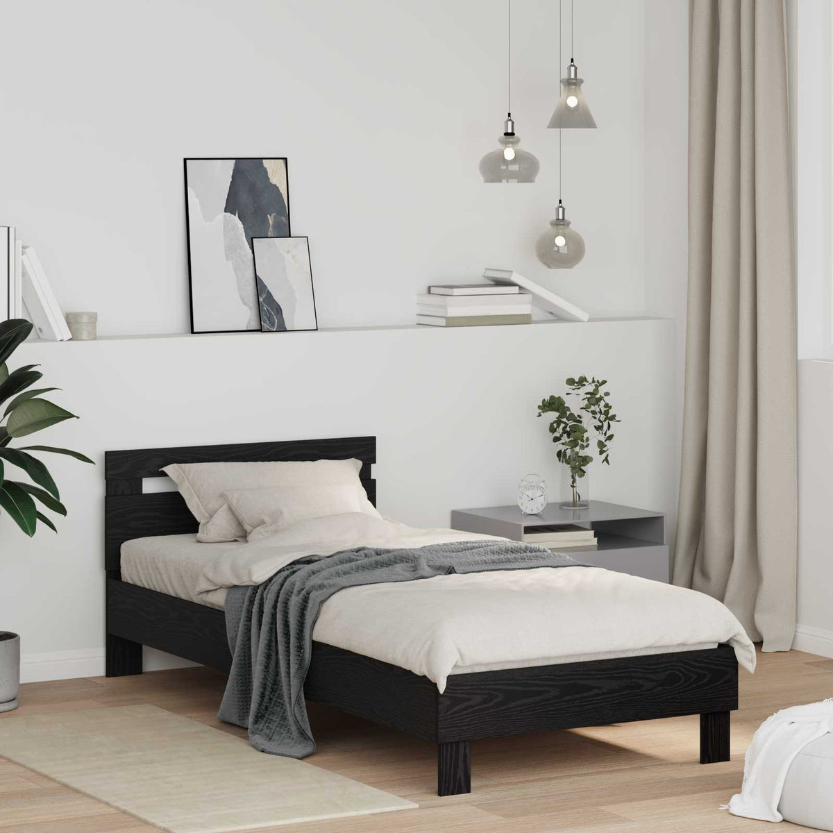 Sengestel Sort eg 75 x 190 cm Konstrueret træ